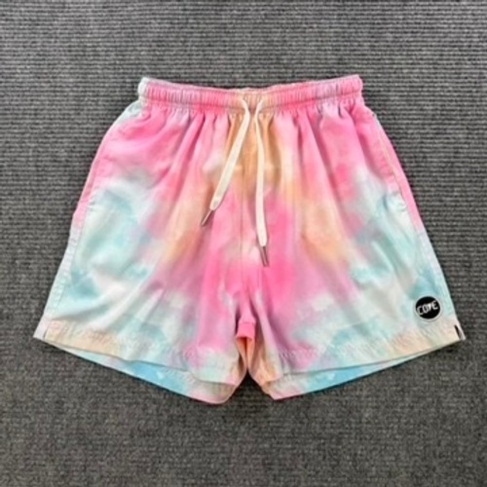 Cove USA Tie Dye Swim Trunks Men 30 Pink Blue Orange Board Shorts Active Outdoor